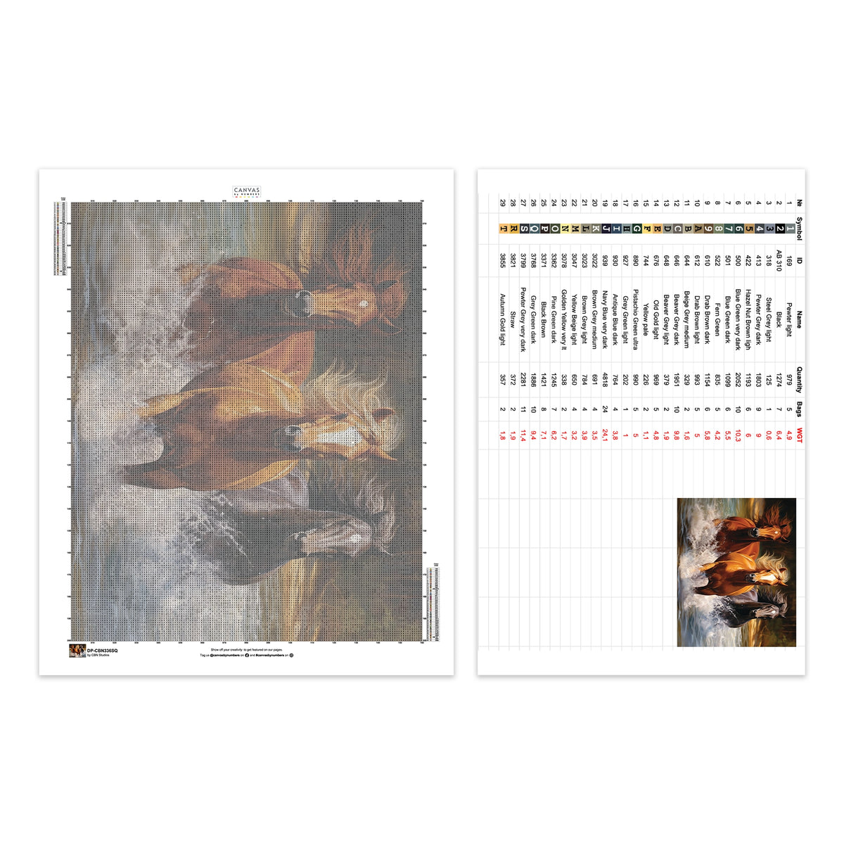 Courants Sauvages - Peinture Diamant Chevaux - Grand