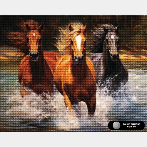 Untamed Currents - Horses Diamantmålning - Large