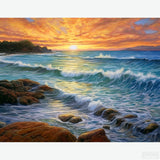 Ocean Sunrise - Diamond Painting-Create a tranquil ocean scene with the 