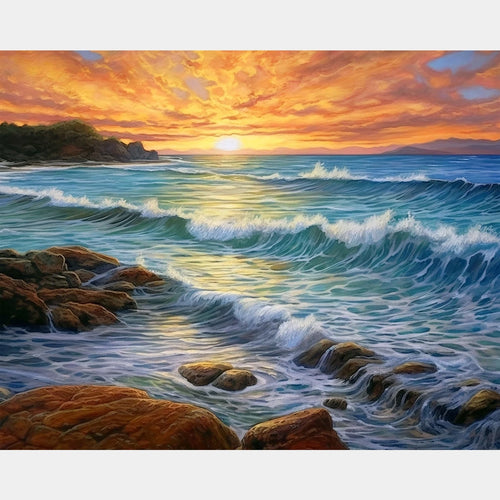 Ocean Sunrise - Diamantmålning - X-Large