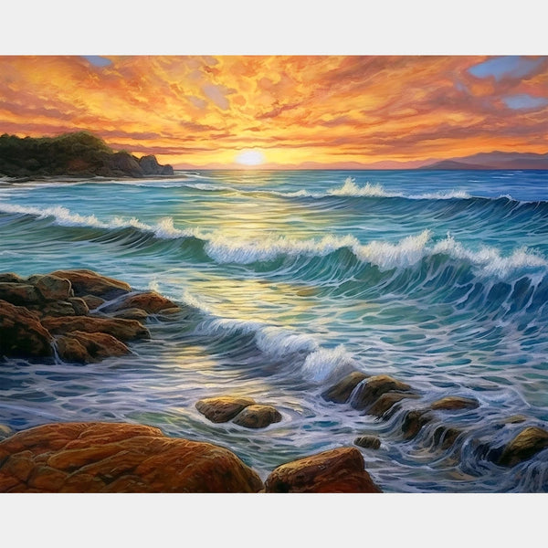 Ocean Sunrise Diamond Painting Kit - Serene Coastal Art