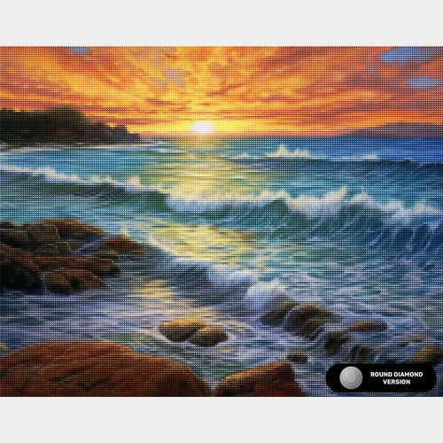 Ocean Sunrise - Diamantmålning - X-Large