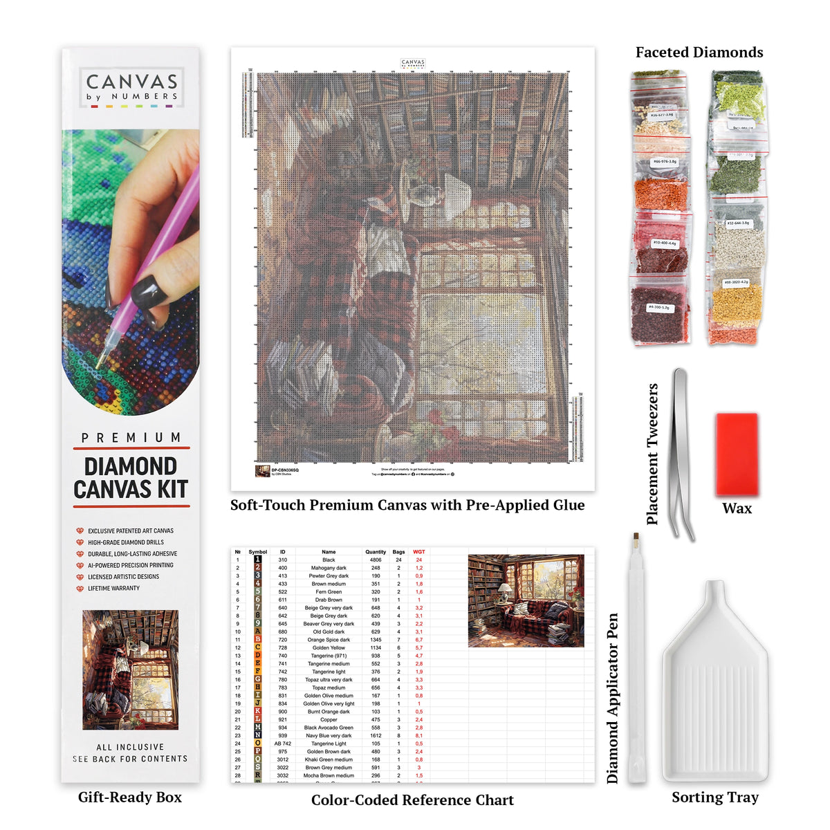 Reader's Haven - Un Diamante de Pintura de Estantería - X-Large