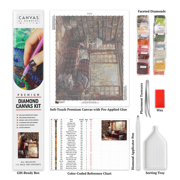 Reader's Haven - Un Diamante de Pintura de Estantería - X-Large