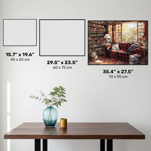 Reader's Haven - Un dipinto di diamanti a forma di libreria - X-Large