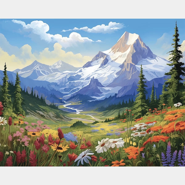 Mountain Bloom Valley - Diamond Painting - X-Large