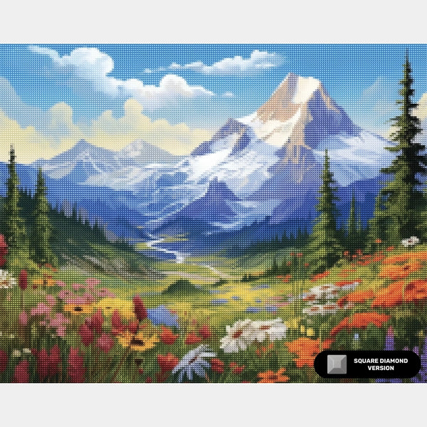 Mountain Bloom Valley - Diamond Painting - X-Large
