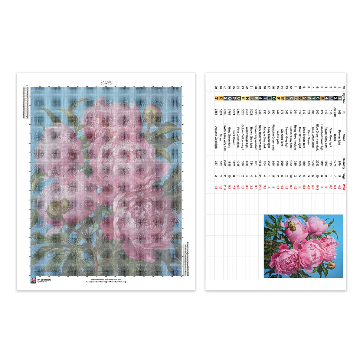 Pink Peonies - Diamond Painting - Stor