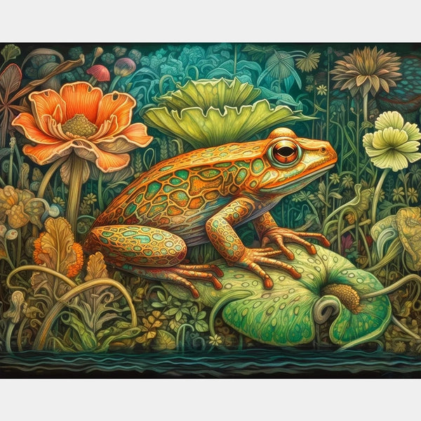 Grön Trädfrog - Diamantmålning - X-Stor