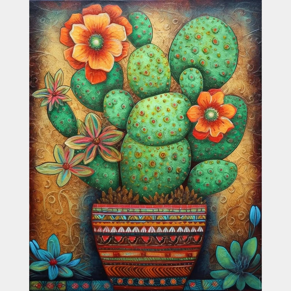 Cactus Encantador - Pintura de Diamante - Grande