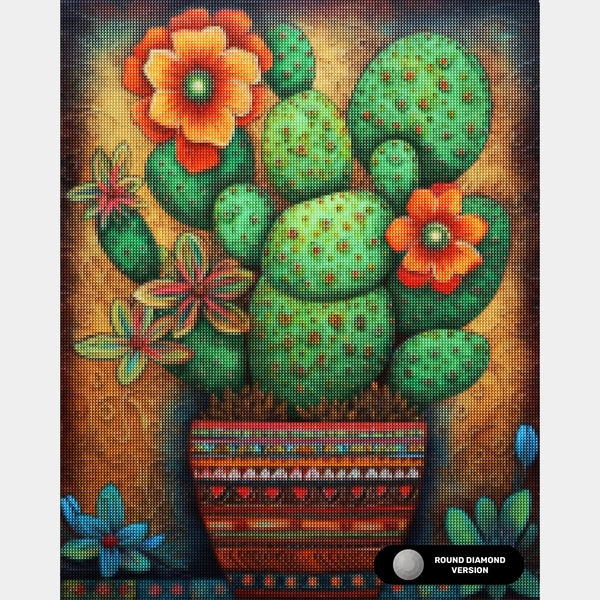 Cactus Encantador - Pintura de Diamante - Grande
