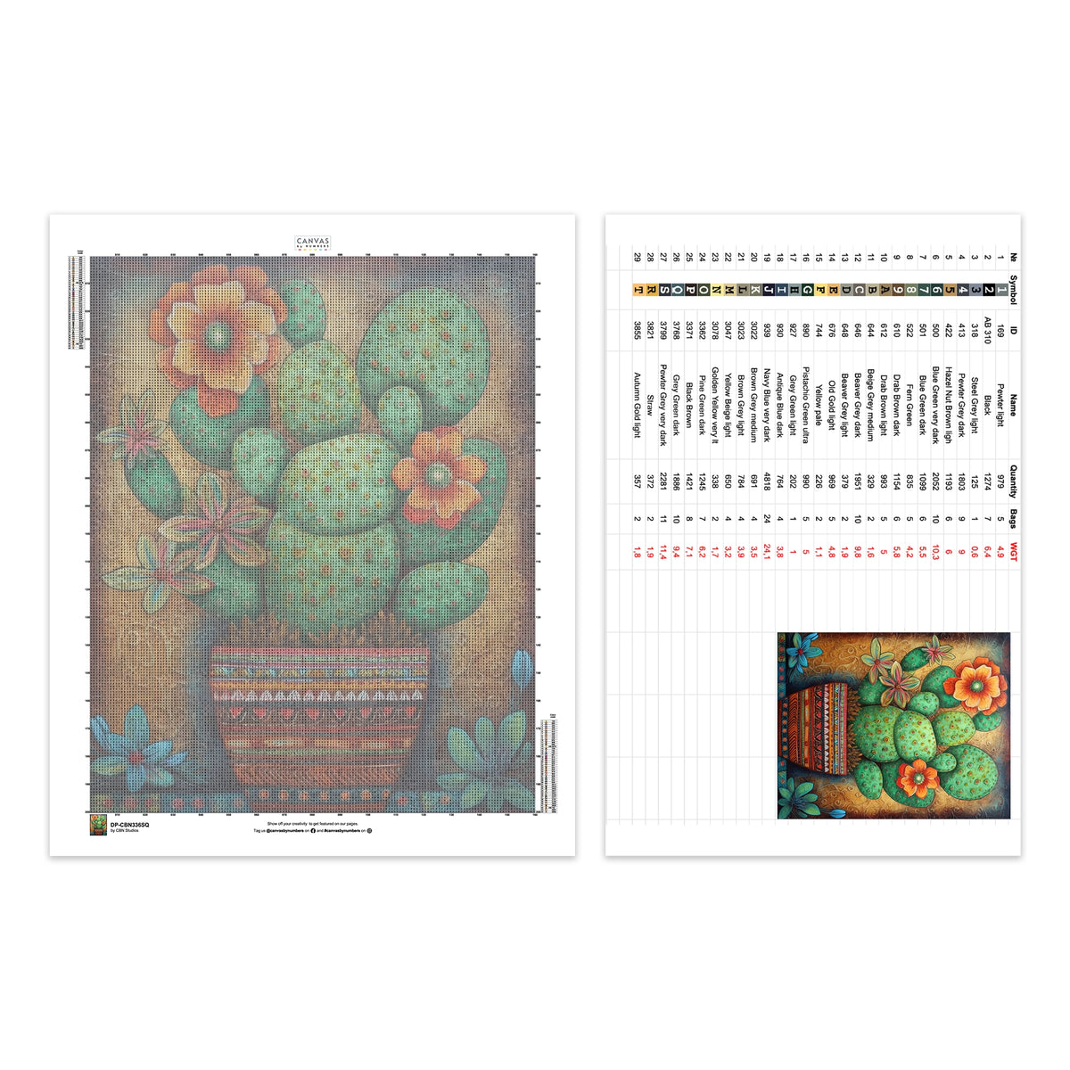 Cactus Encantador - Pintura de Diamante - Grande