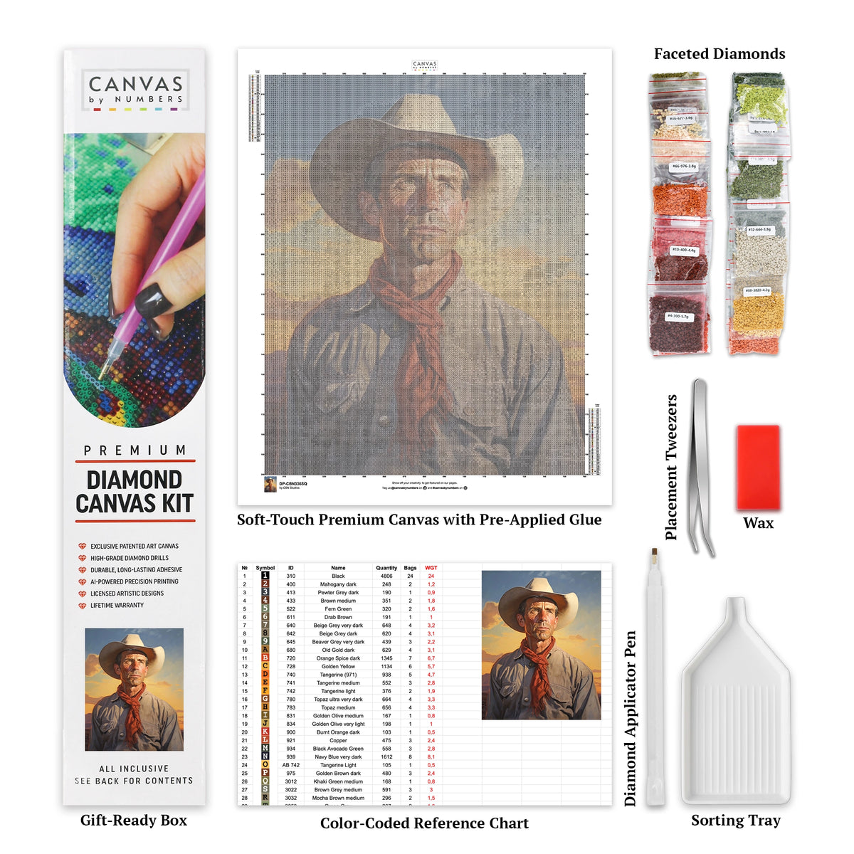 Västern Cowboy - Diamantmålning - Stor