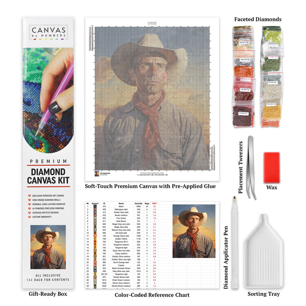 Västern Cowboy - Diamantmålning - Stor