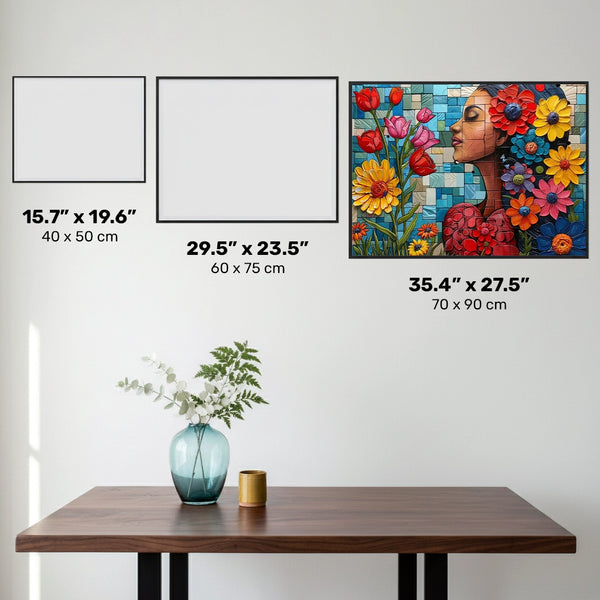 Chica Flor en Flor - Pintura de Diamantes - X-Large