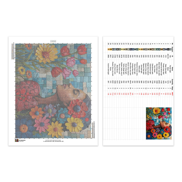 Chica Flor en Flor - Pintura de Diamantes - X-Large