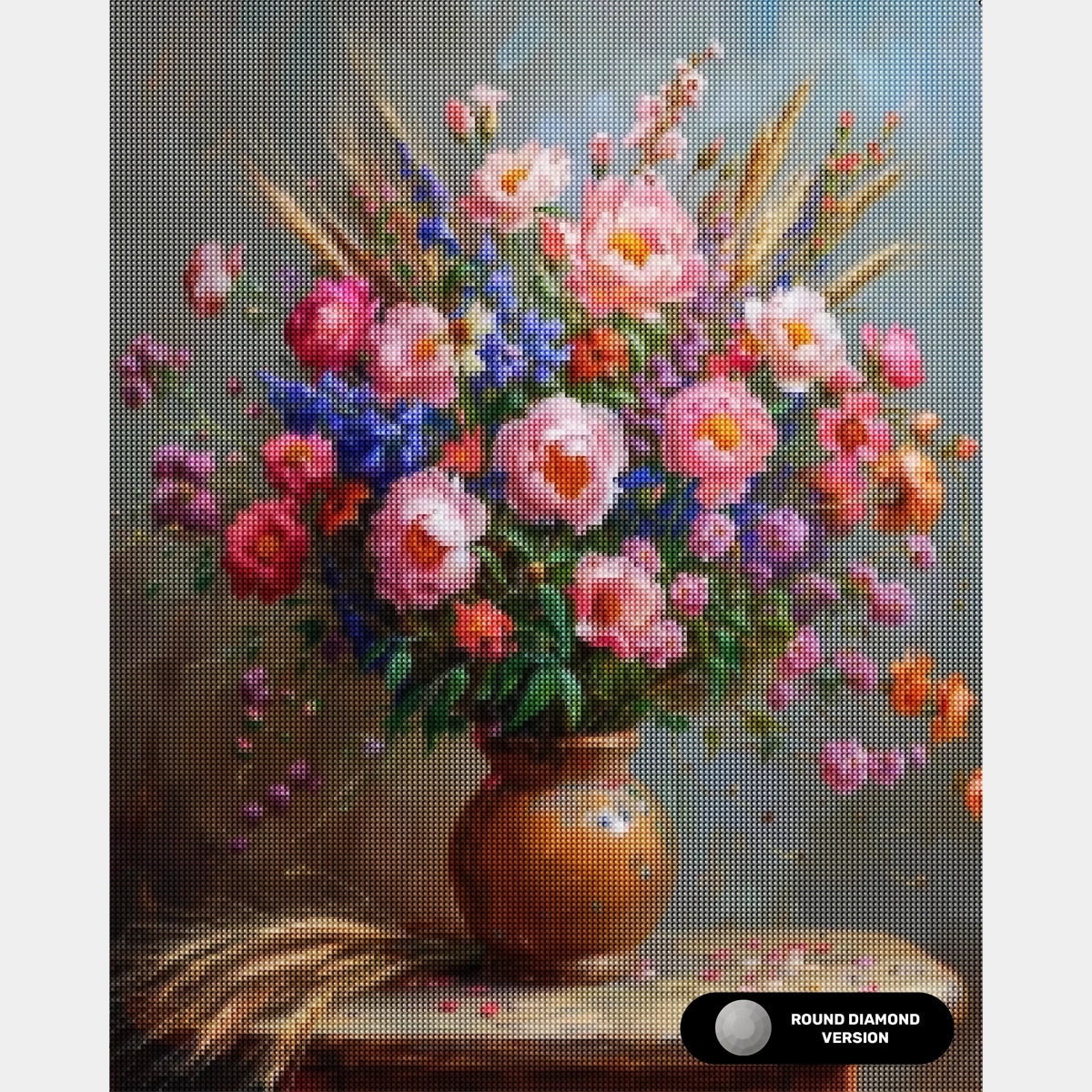 Flores Exóticas y Espigas de Trigo - Pintura de Diamante - Tamaño Estándar