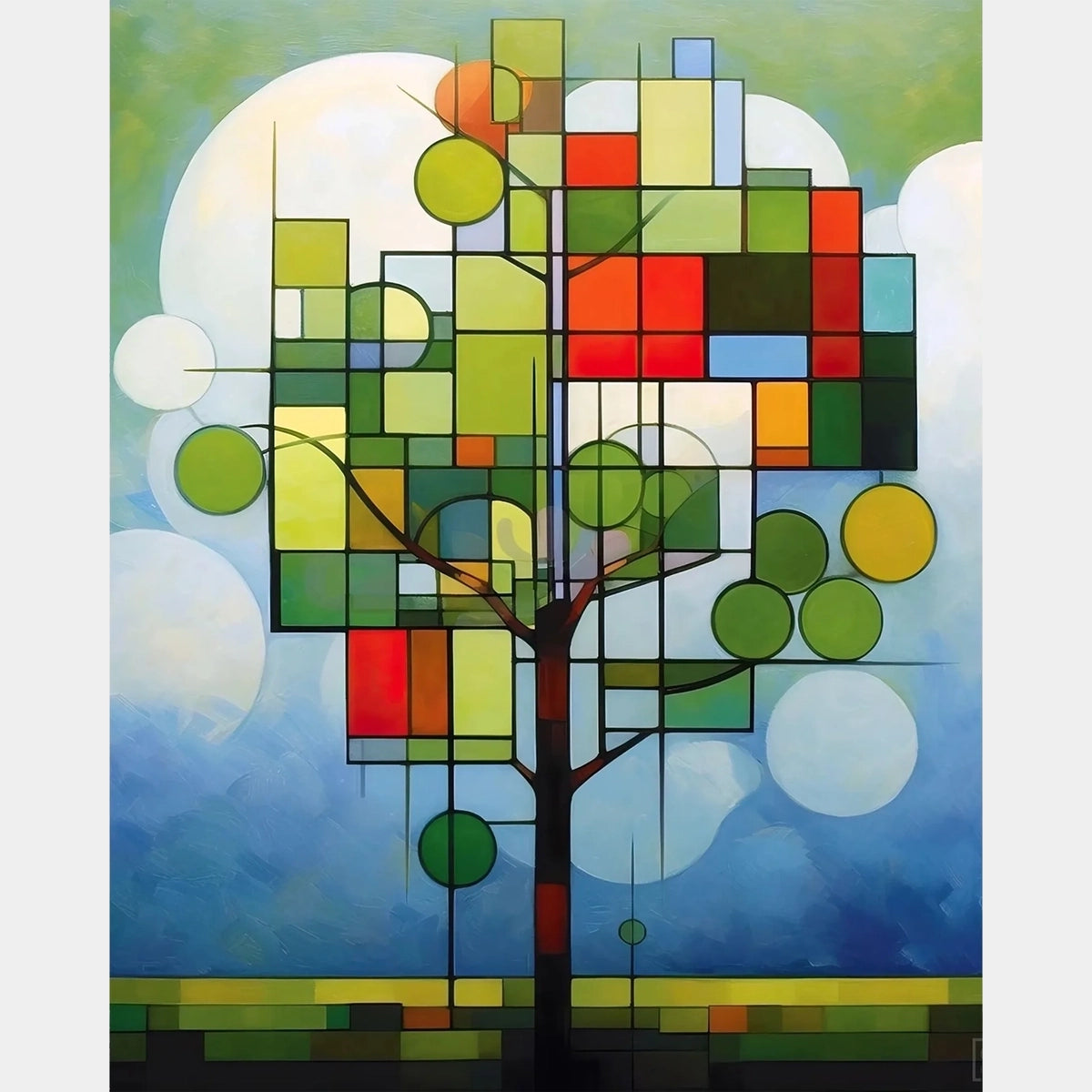 Bauhaus Green Tree - Pintura de Diamantes - Tamaño Estándar