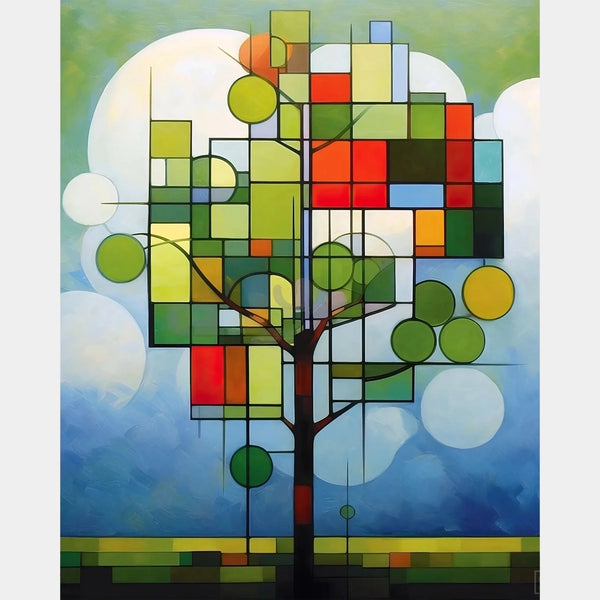 Bauhaus Green Tree - Pintura de Diamantes - Tamaño Estándar