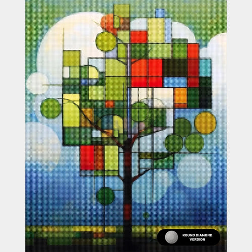 Bauhaus Green Tree - Diamond Painting