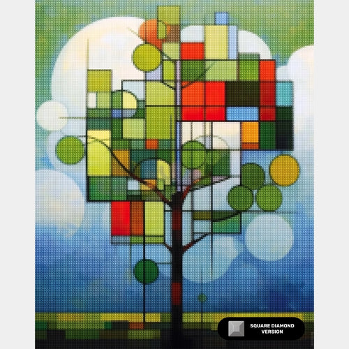 Bauhaus Green Tree - Diamond Painting