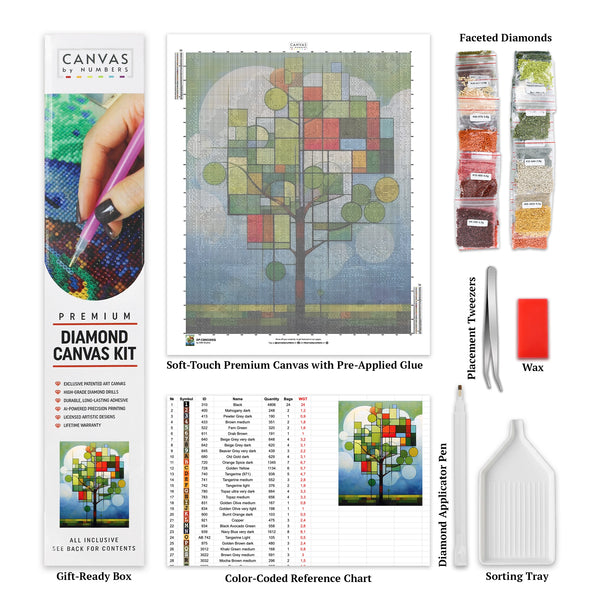 Bauhaus Green Tree - Pintura de Diamantes - Tamaño Estándar