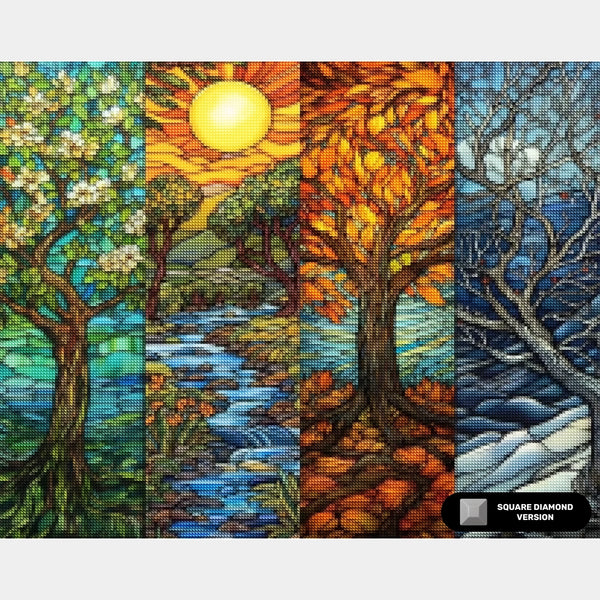 Las Cuatro Estaciones - Pintura de Diamantes - Extra Grande