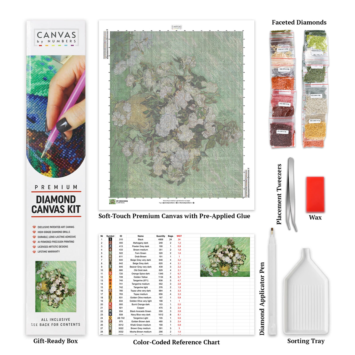 Vase with Pink Roses - Diamond Painting - Large