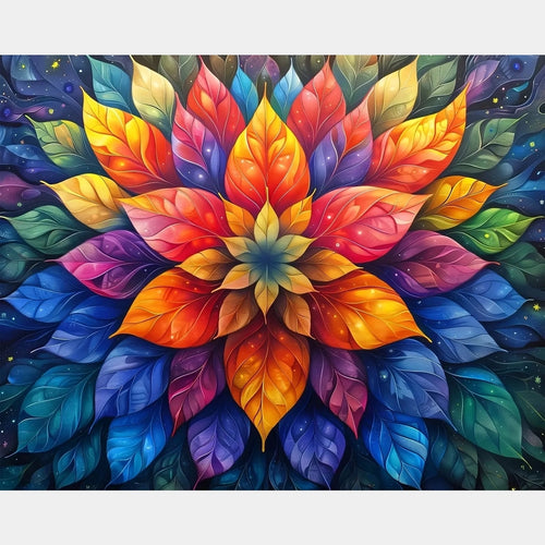 Mandala de Flor Cósmica - Pintura de Diamantes - Tamaño Estándar