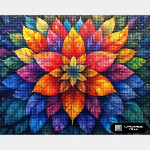 Mandala de Flor Cósmica - Pintura de Diamantes - Tamaño Estándar