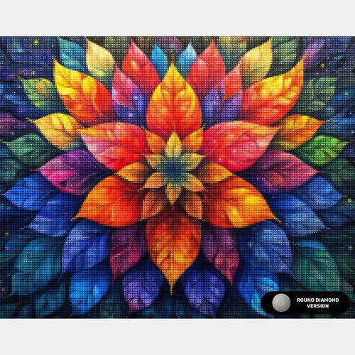 Mandala de Flor Cósmica - Pintura de Diamantes - Tamaño Estándar