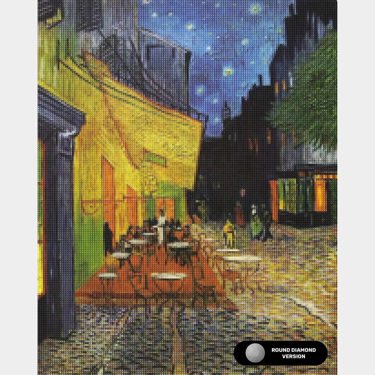 Caféterrass på natten - Diamantmålning - Standardstorlek