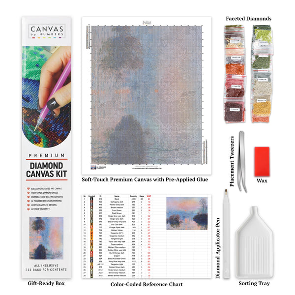 Solnedgång på Seine vid Lavacourt - Diamantmålning - Standardstorlek