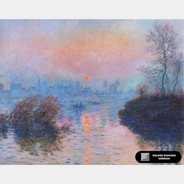 Solnedgång på Seine vid Lavacourt - Diamantmålning - Standardstorlek