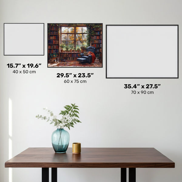 Rincón Tranquilo de la Biblioteca - Pintura de Diamantes - Grande