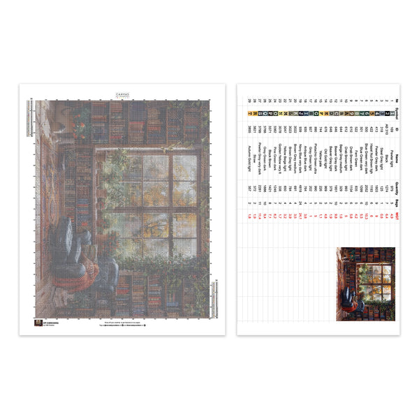 Rincón Tranquilo de la Biblioteca - Pintura de Diamantes - Grande