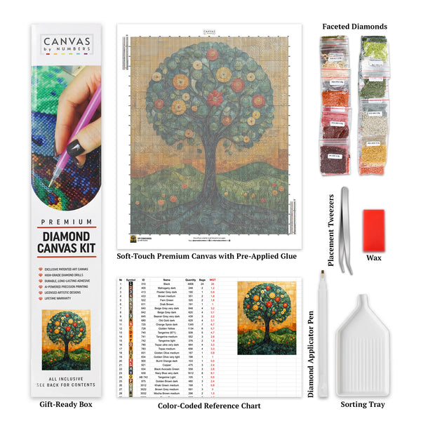 Árbol de Esencia Verde - Pintura de Diamante - Tamaño Estándar