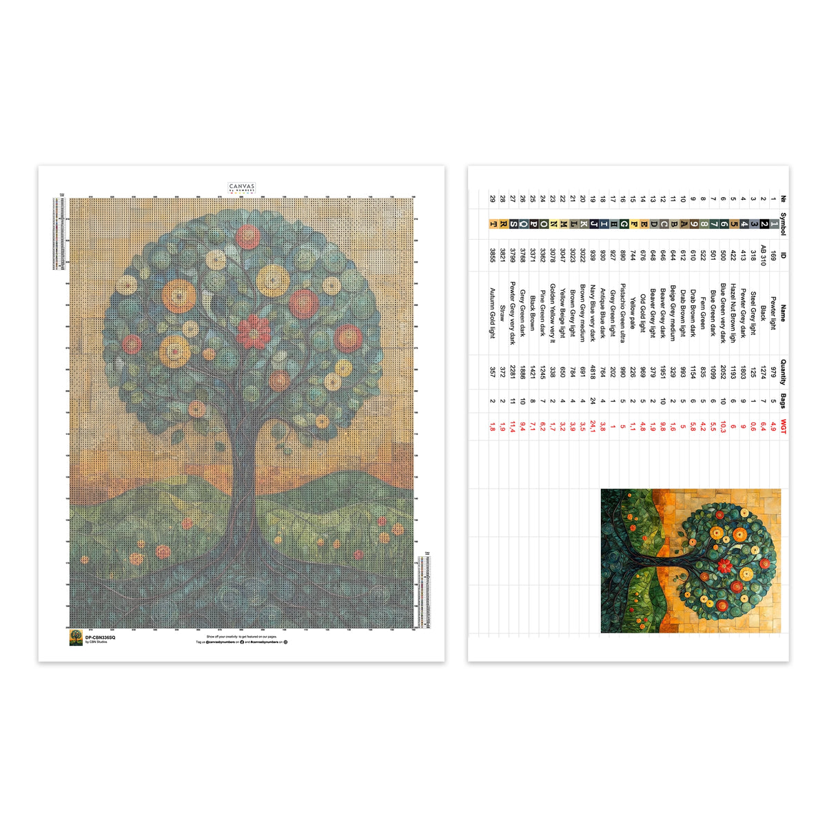 Árbol de Esencia Verde - Pintura de Diamante - Tamaño Estándar