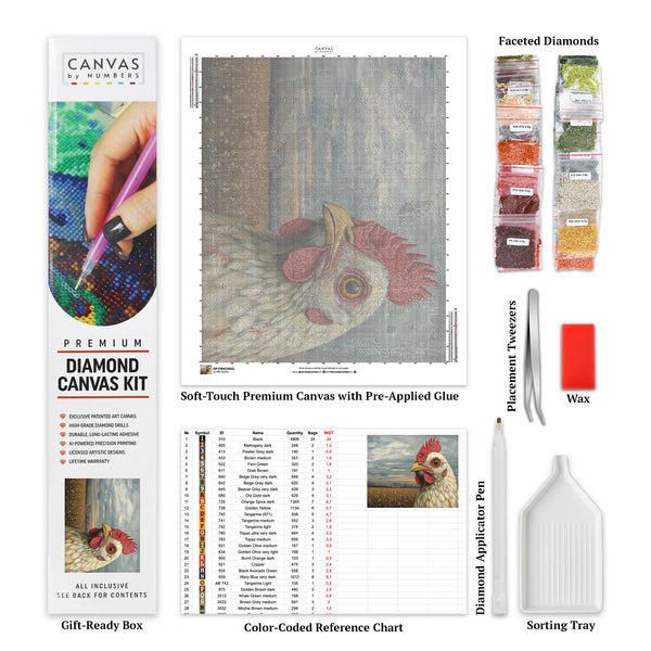 Leghorn Chicken - Diamond Painting - Standard Size