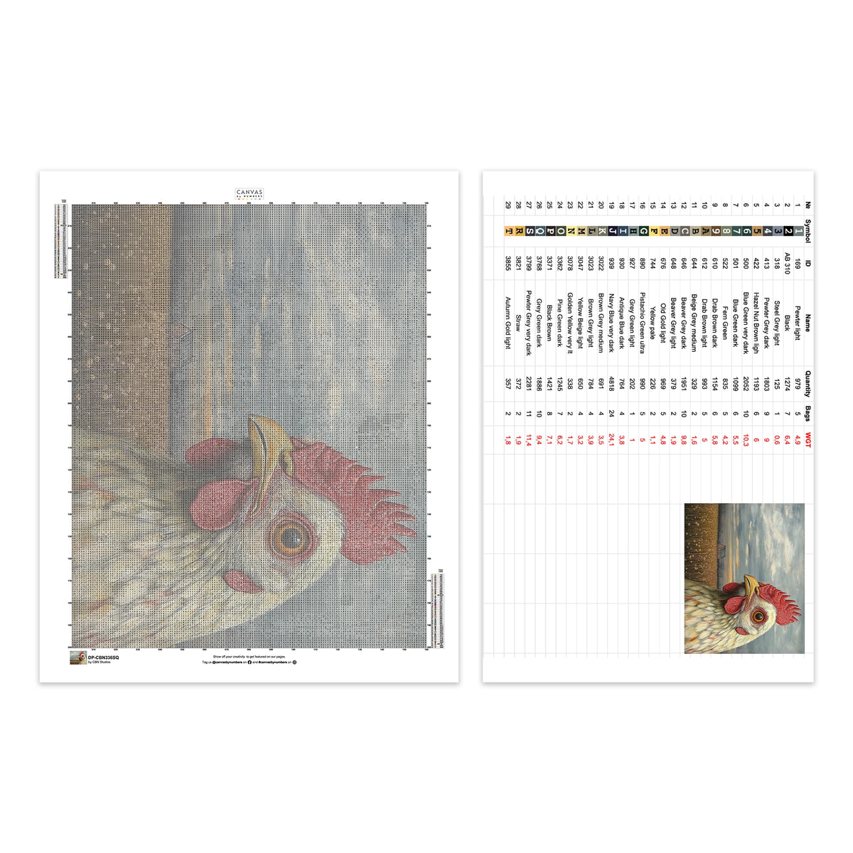 Leghorn Chicken - Diamond Painting - Standard Size