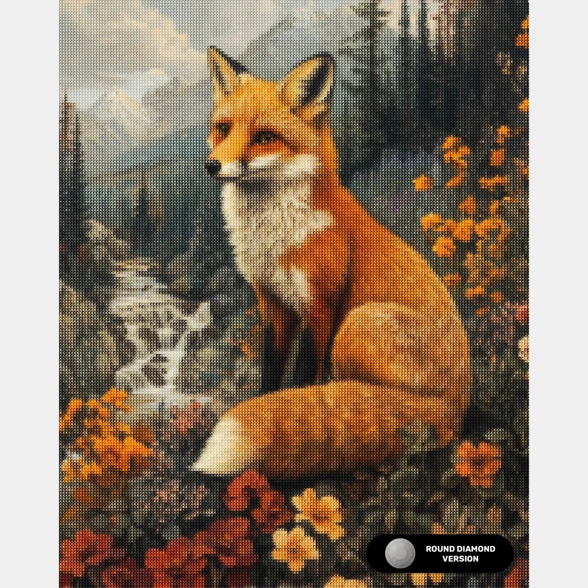 Röd räv bland topparna - Diamantmålning - Stor