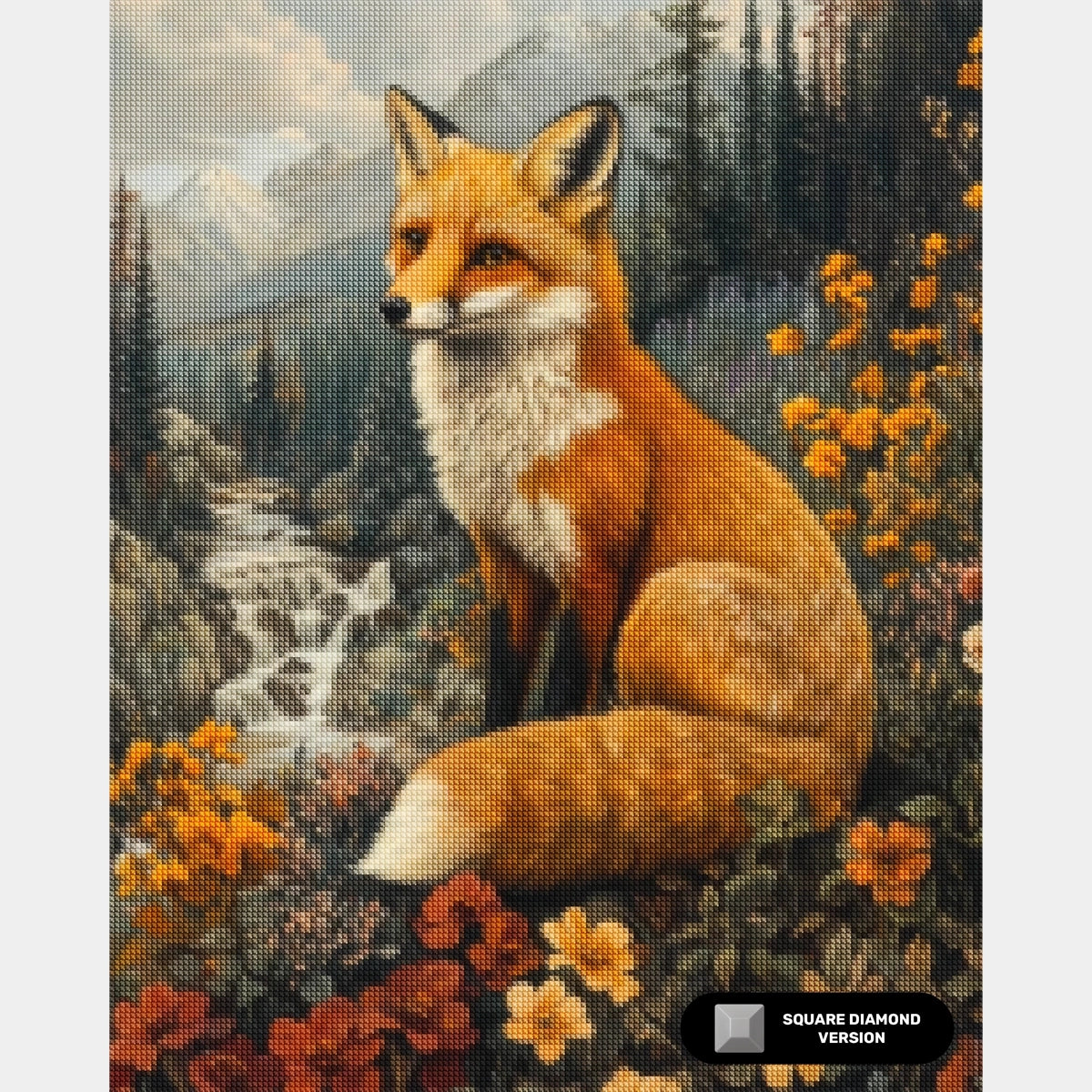 Röd räv bland topparna - Diamantmålning - Stor