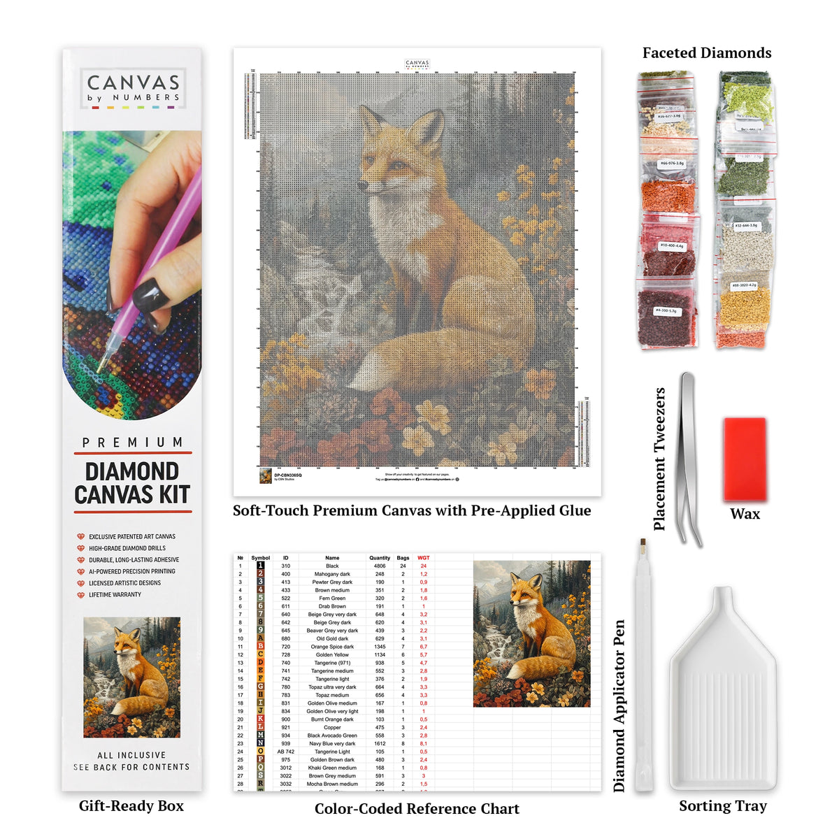 Röd räv bland topparna - Diamantmålning - Stor