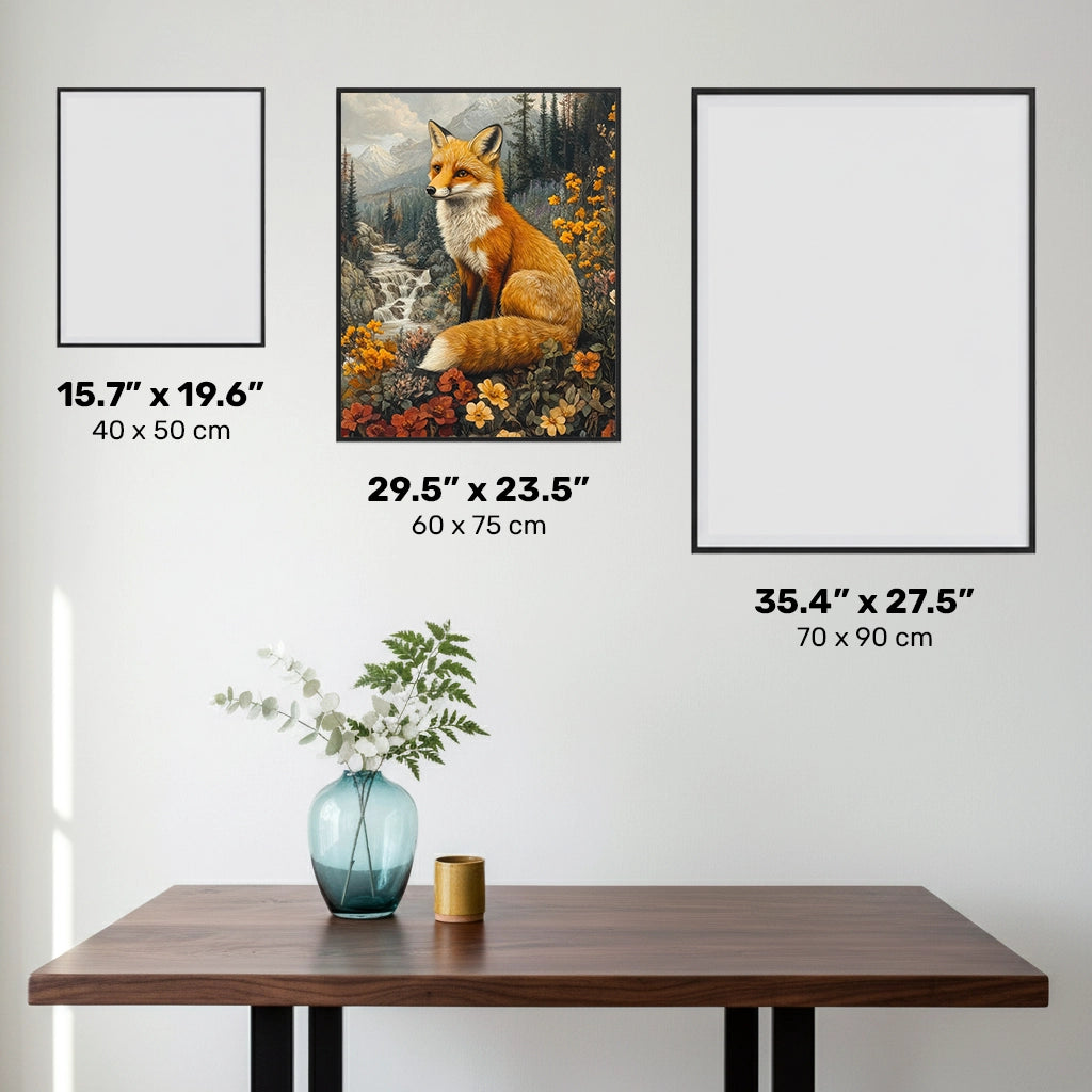 Röd räv bland topparna - Diamantmålning - Stor