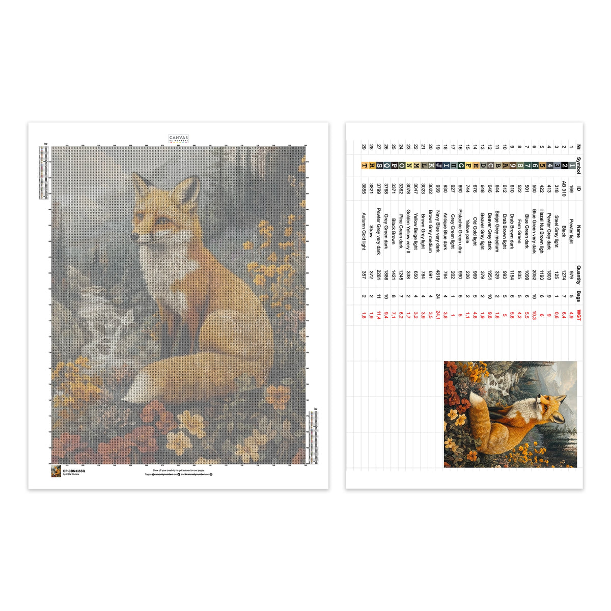 Röd räv bland topparna - Diamantmålning - Stor