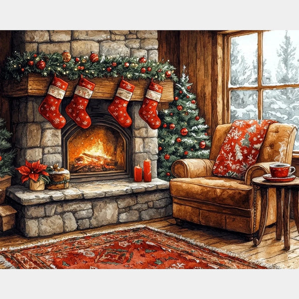 Calore della Vigilia di Natale - Pittura con diamanti - Grande