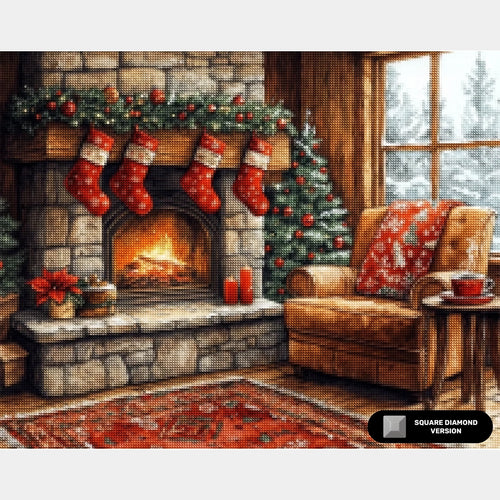 Warmte van Kerstavond - Diamond Painting - Groot