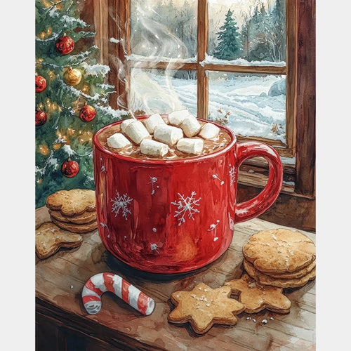 Tazza Felice e Marshmallow - Diamond Painting - Grande