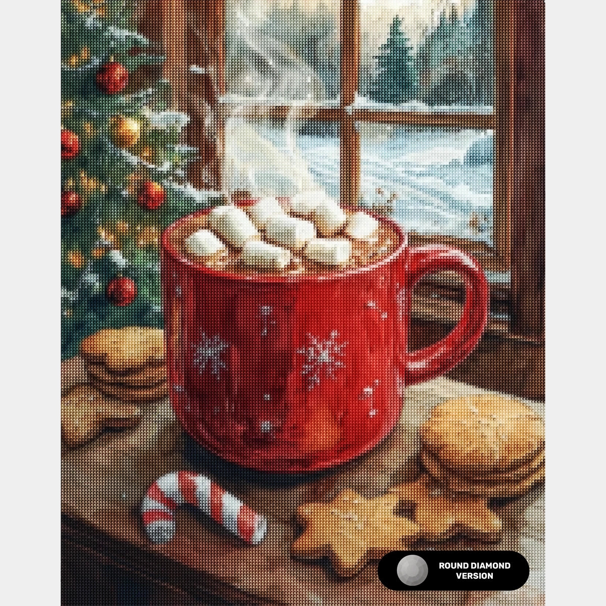 Taza Feliz y Malvaviscos - Pintura de Diamante - Grande