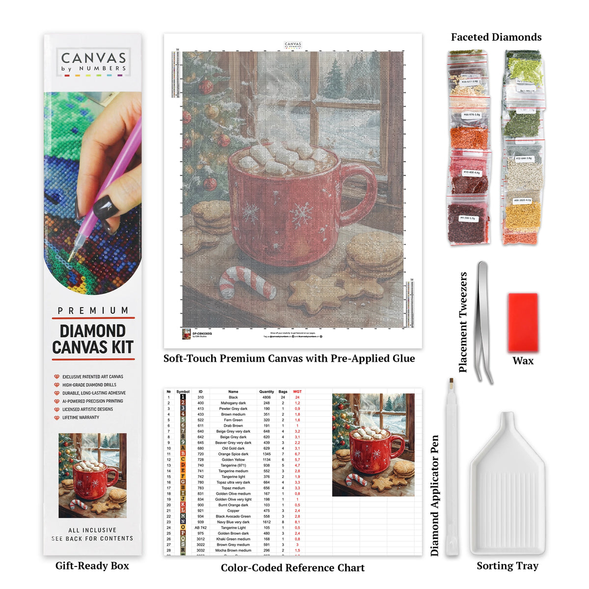 Taza Feliz y Malvaviscos - Pintura de Diamante - Grande